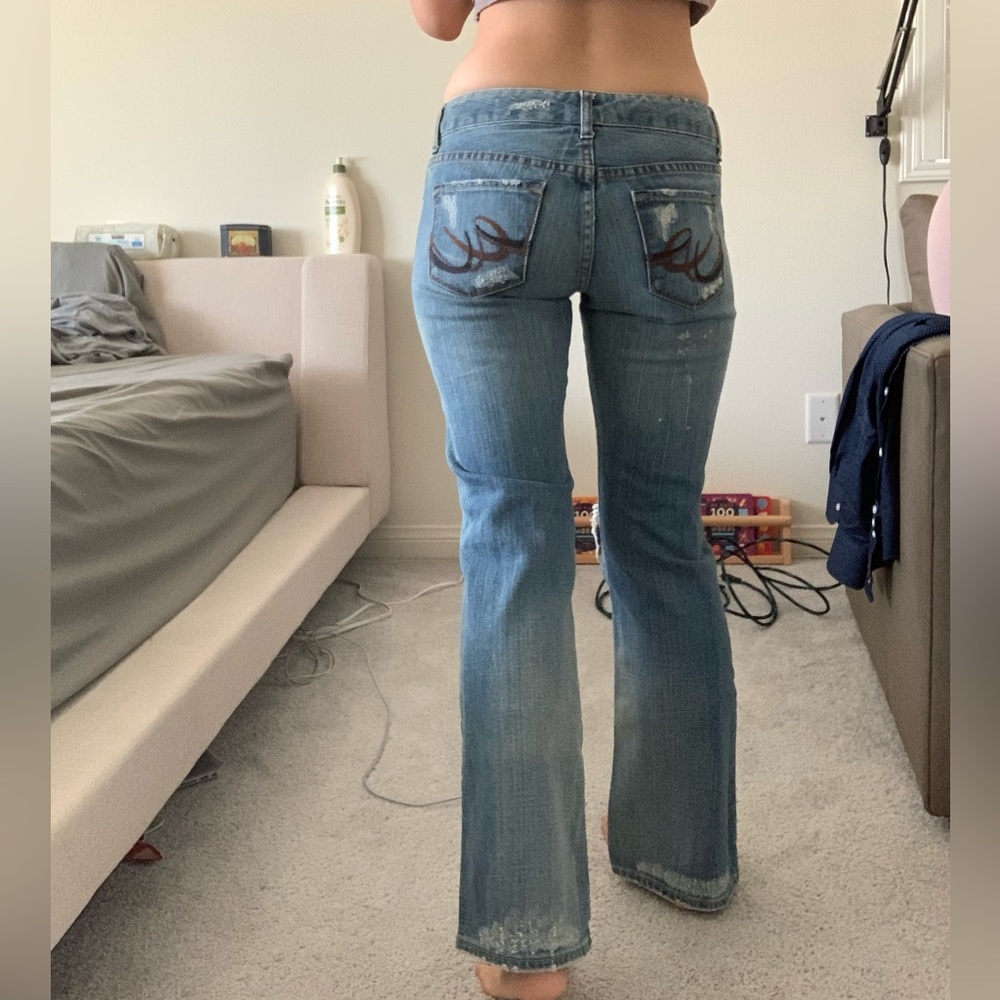Low Rise Distressed Jeans - Size 25 - Picture 2 of 5